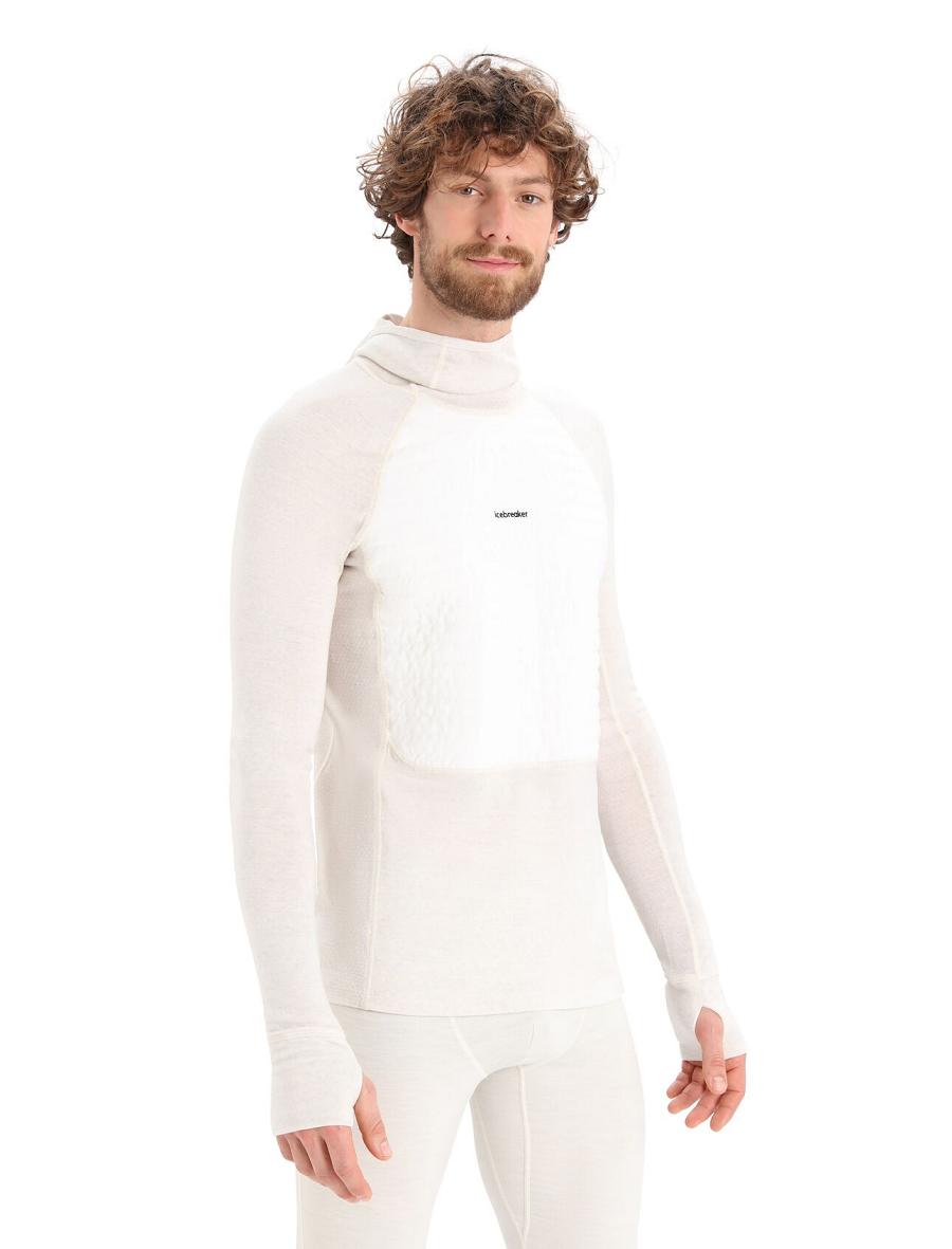 Icebreaker ZoneKnit™ Merino Insulated Long Sleeve Hoodie Miesten Base Layers Valkoinen | FI 1328FDNM